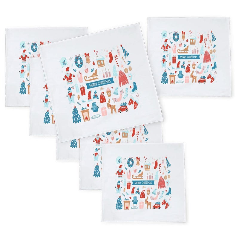 Khakee 6 Pcs Christmas Theme Silk Table Napkins 10x 10 for Xmas Decoration Christmas OrnamentsChristmas Giftxmas21804 - Image 1