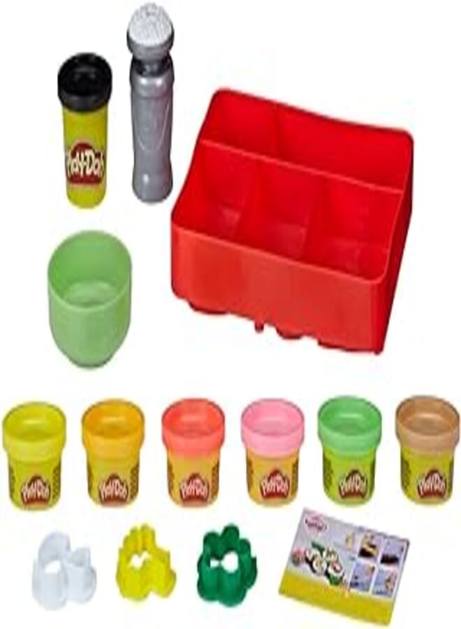 Hasbro Play-Doh Kitchen Creations Sushi Play Food Set for Kids 3 Years and Up with Bento Box and 9 Non-Toxic Cans.