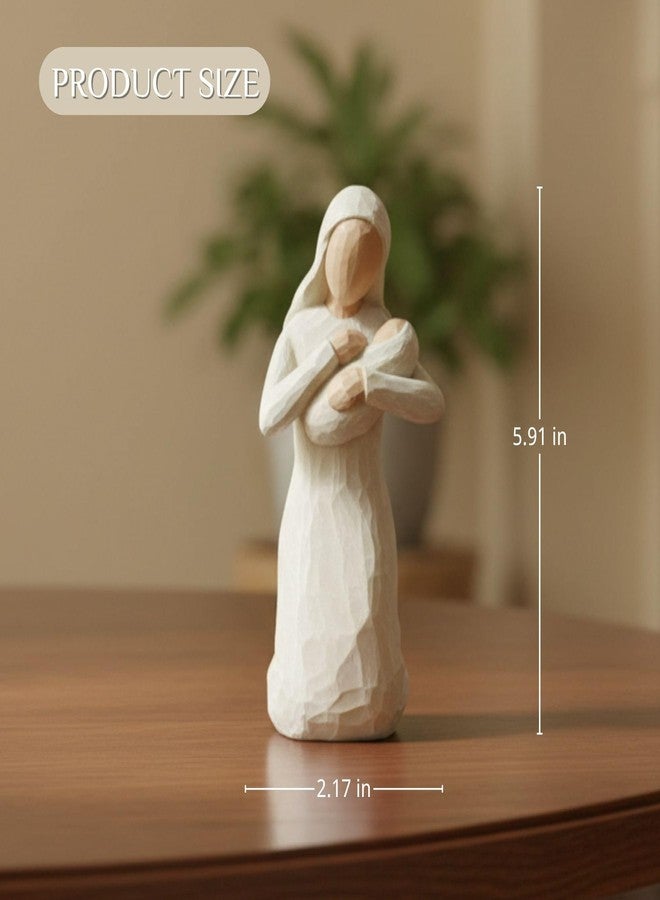 PlentifulHome Virgin Mary Statue Holding Baby Jesus – Resin Mother Mary Catholic Figurine, Blessed Mother Madonna and Child Statue for Catholic Home Decor, Christian Religious Tabletop Display, 5.91 Inch - Image 5