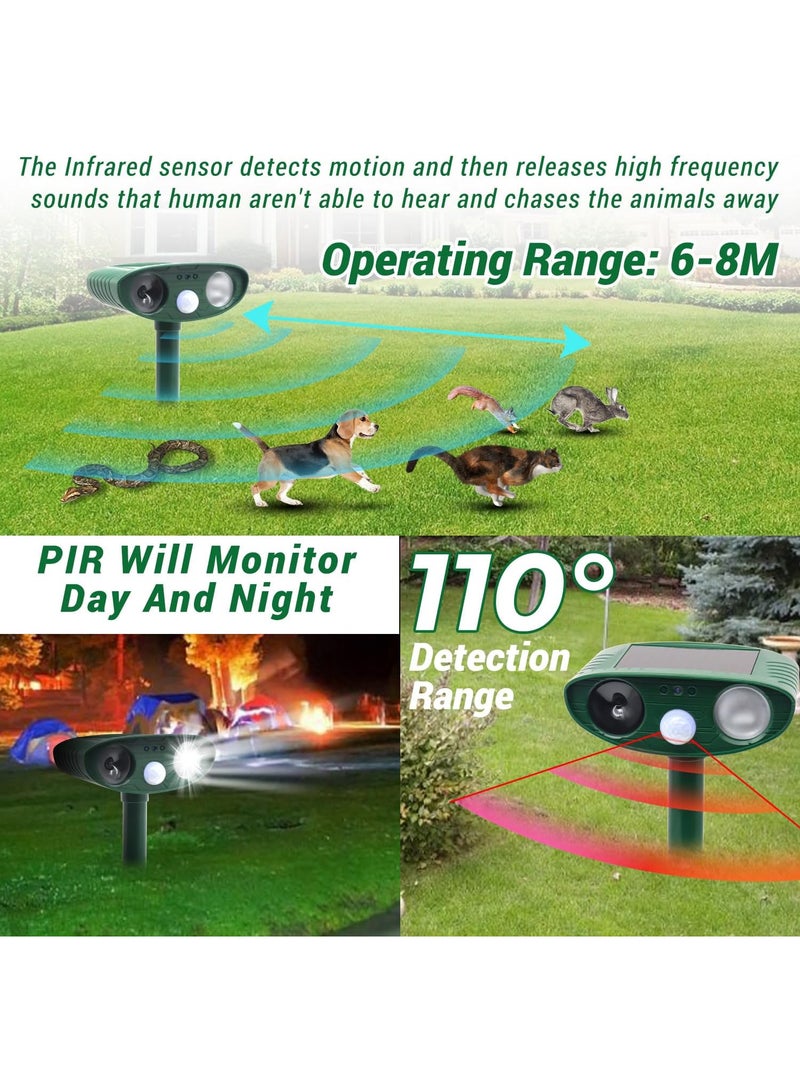 انسجام جهاز طرد القطط بالطاقة الشمسية للحديقة، الفائز باختبار طارد طيور الدلق بالموجات فوق الصوتية بمدى 8 أمتار، مزود بمستشعر حركة، طارد للخلد فعال ضد القطط وطيور الدلق - Image 5