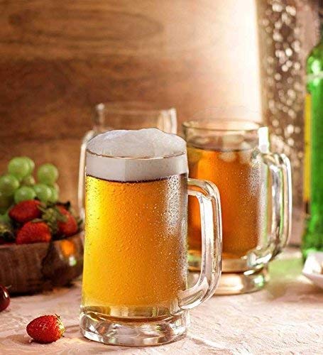 SODUKU SODUKU Beer Glass Set Classic Design Glass Beer Mug Heavy Base 400 ml Pack of 2 - Image 4