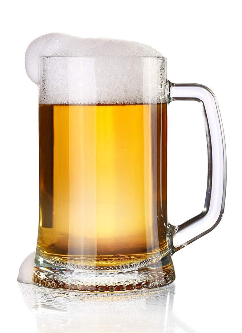 SODUKU SODUKU Beer Glass Set Classic Design Glass Beer Mug Heavy Base 400 ml Pack of 2 - Image 3