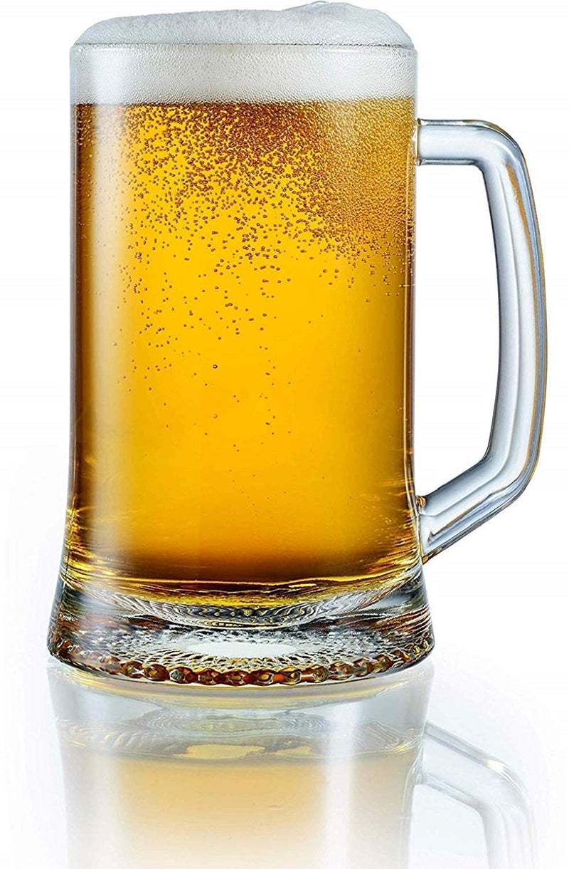 SODUKU SODUKU Beer Glass Set Classic Design Glass Beer Mug Heavy Base 400 ml Pack of 2 - Image 1