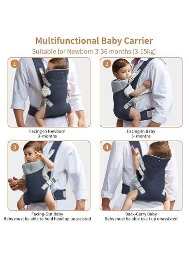 M MIAOYAN Newborn baby carrier with removable straps Ergonomic portable baby front and back backpack carry Adjustable toddler carrier for babies up to 16kg - Image 3