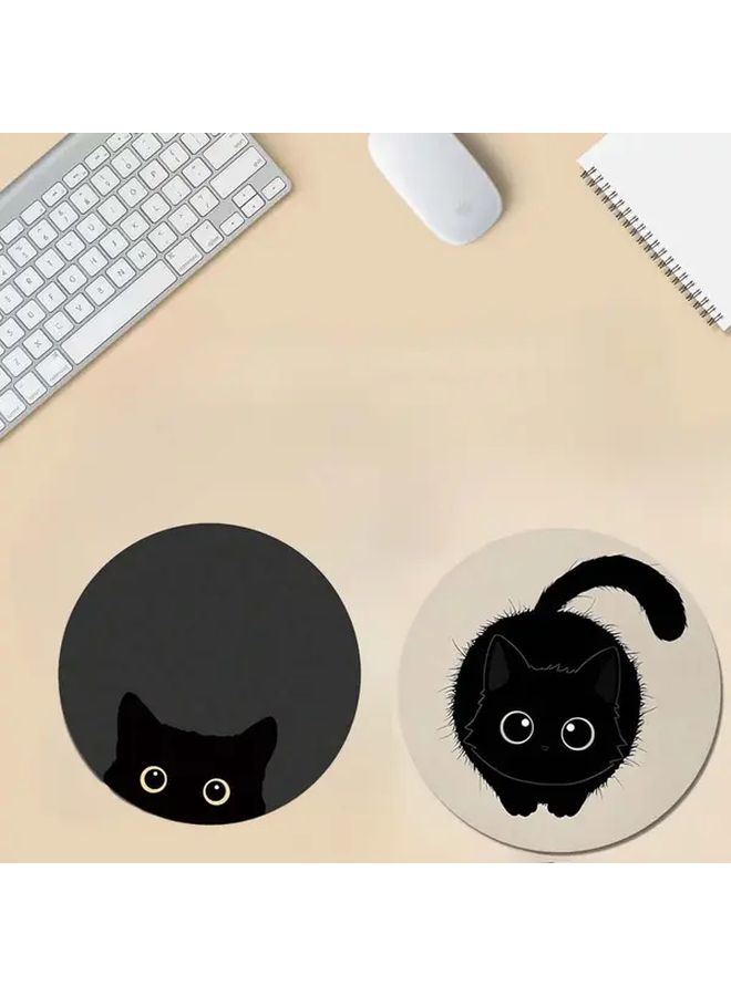 Funny Cat Mouse Pad With Wireless Computer Mouse For Desktop Office Laptop Home Black - Image 1