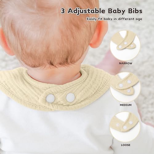 Susurration Muslin Baby Drool Bibs 10Pack Soft Square Adjustable Bandana Bibs for Unisex Newborn Baby Girls&Boys (Natural) - Image 4