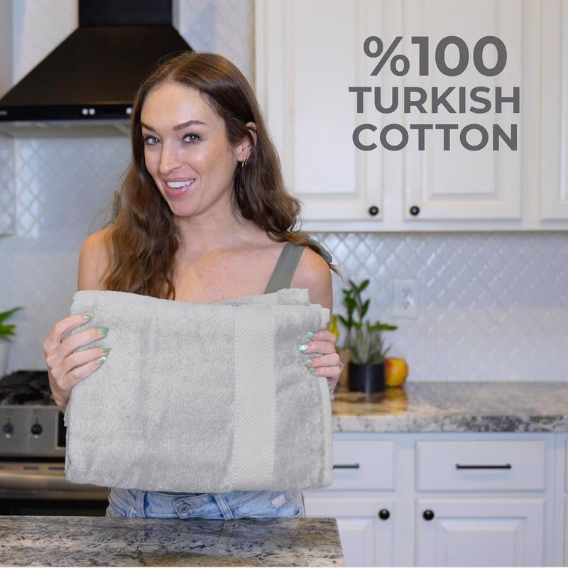 TEXTILOM 6 Pcs Towel Set, 2 Bath Towels, 2 Hand Towels, 2 Washcloths, 100% Luxury Cotton, Hotel Quality Bathroom Towels, Soft Hand Towels, Washable&Highly Absorbent&Quick Dry, Lightweight - Light Grey - Image 3