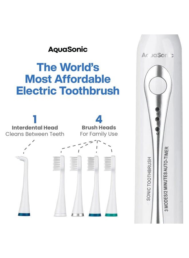 AquaSonic Home Dental Center Rechargeable Power Toothbrush & Smart Water Flosser - Complete Family Oral Care System - 10 Attachments and Tips Included - Various Modes & Timers (White) - Image 3