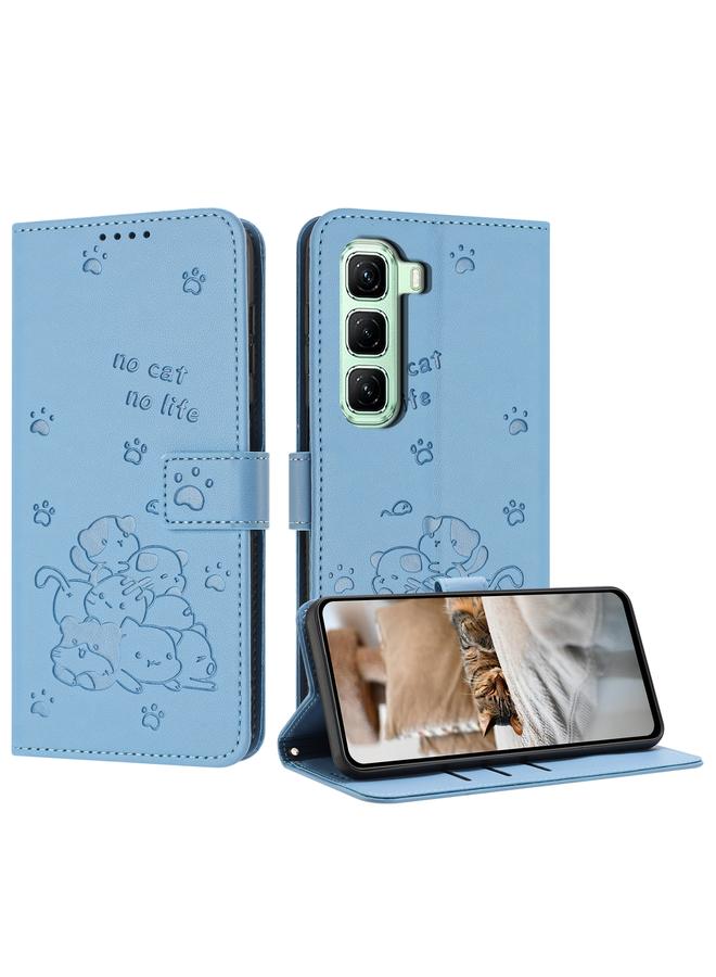 زبون جراب جلدي لهاتف Infinix Hot 50 Pro 4G بتصميم قطة منقوش مع حبل تعليق - Image 1