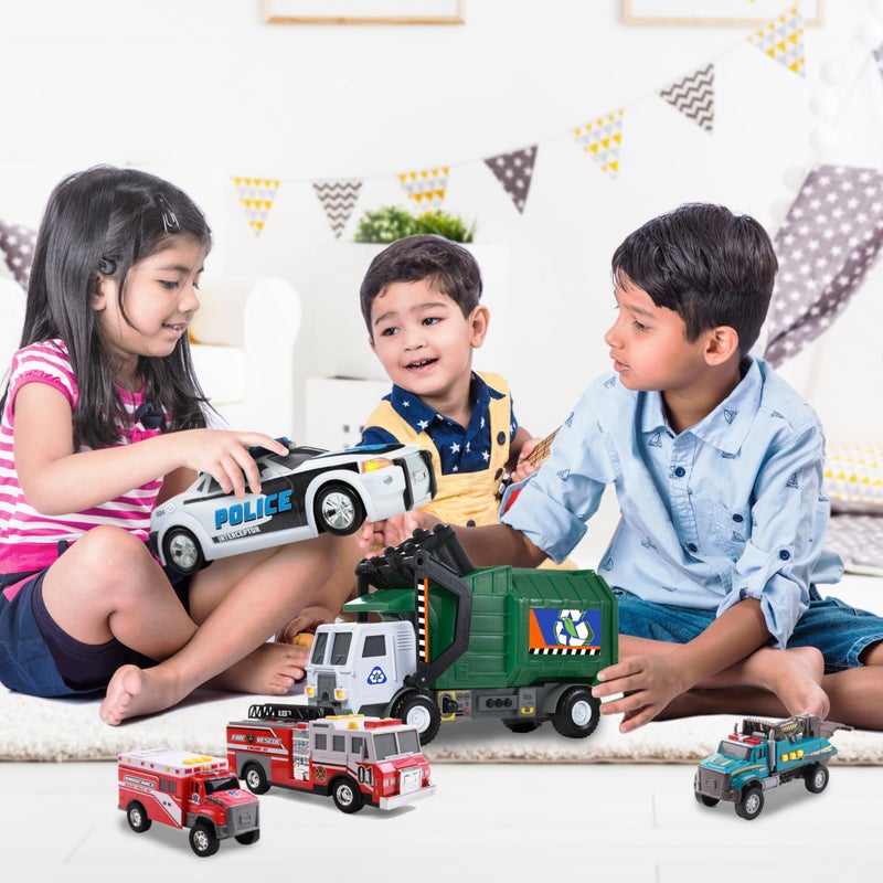 Mighty Fleet Toughest Minis 3 Pack, 5" Garbage Truck, Cherry Picker, Tow Truck Toy w/Lights & Sounds, Realistic Design & Batteries Included - Age 3+ - Image 2