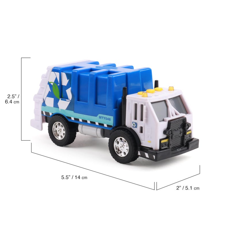 Mighty Fleet Toughest Minis 3 Pack, 5" Garbage Truck, Cherry Picker, Tow Truck Toy w/Lights & Sounds, Realistic Design & Batteries Included - Age 3+ - Image 3
