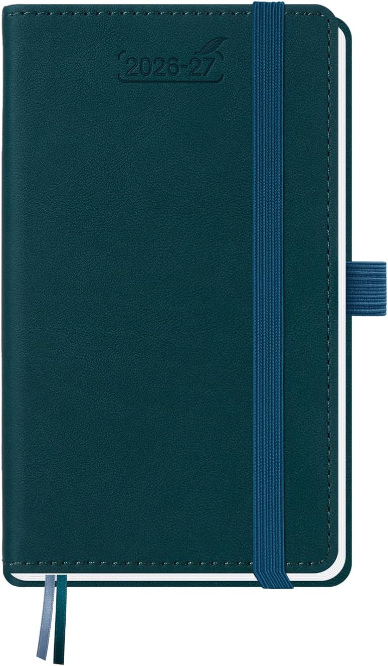 BEZEND Pocket Diary 2026-2027 Week to View Academic Year 18 Month (Jul'26 - Dec'27), A6 15.5 x 9 cm Small Weekly Planner with Pen Holder & PU Leather Hardback, Dark Green - Image 1