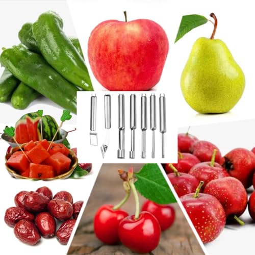 KKpxafl Fruit and Vegetable Corer Tool, Multi-Function Stainless Corer and Pitter Remover Set for Apple, Chili Kernel Remover Fruit Slicer for Kitchen - Image 3