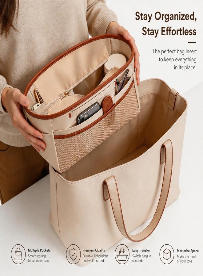 GIVLEFLY Purse Organizer Insert for Tote Bag, Extra Large Bag Organizer Insert with Zipper Pocket, Multi Pocket Handbag Organizer, Structured Purse Liner Shaper - Image 2
