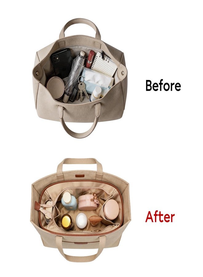 GIVLEFLY Purse Organizer Insert for Tote Bag, Extra Large Bag Organizer Insert with Zipper Pocket, Multi Pocket Handbag Organizer, Structured Purse Liner Shaper - Image 3
