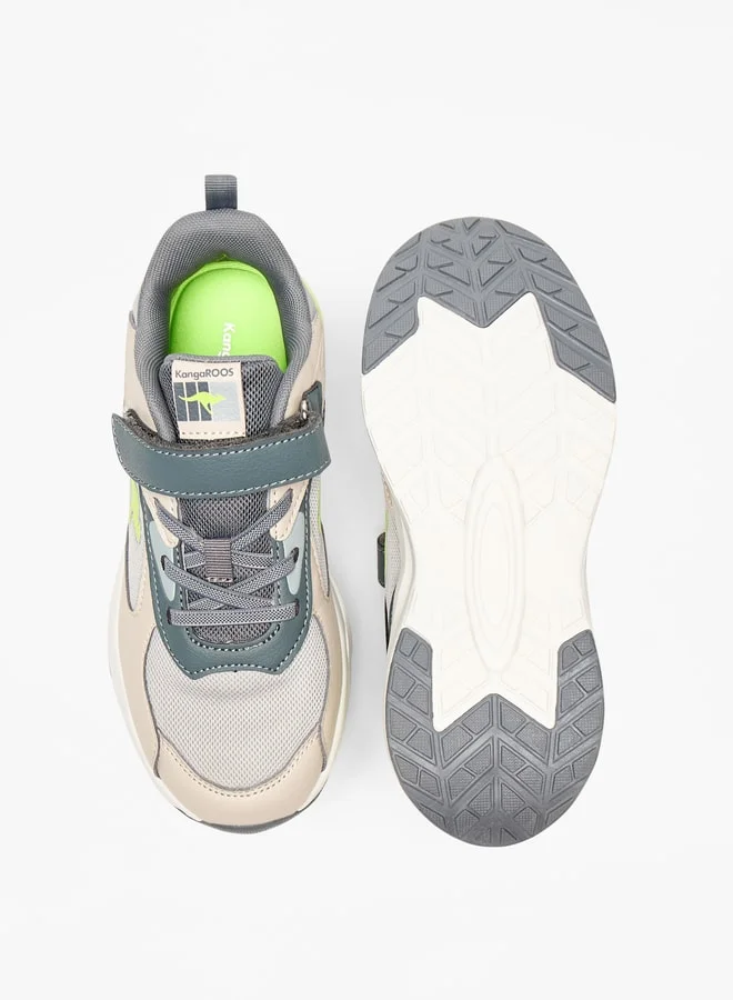 كانغاروس Boys' Panelled Sports Shoes with Hook and Loop Closure