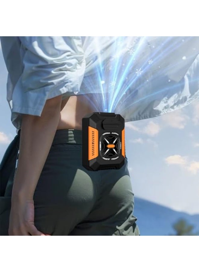 NIBEMINENT Portable Waist Fan - Waistband Fan Clip With 3 Speed Settings Cooling Device 5000mAh Battery for Women Men Hiking Travel Home Beach Camping,Orange - Image 2