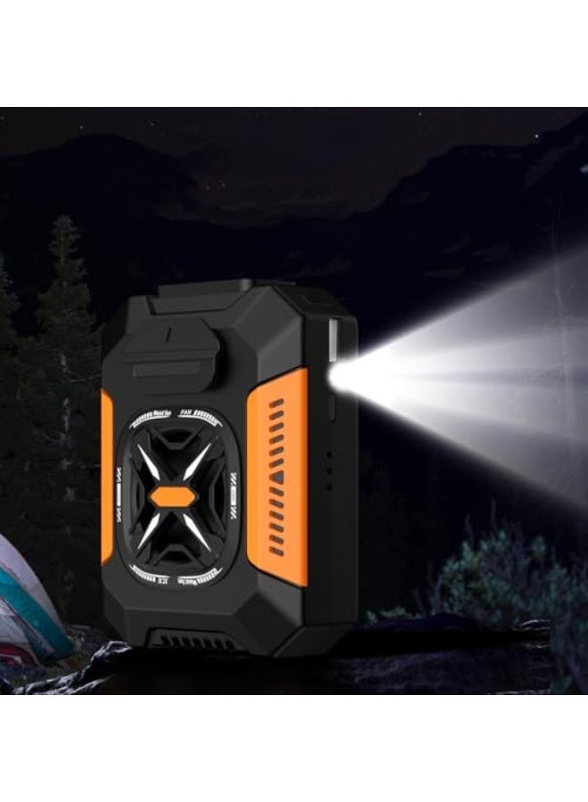 NIBEMINENT Portable Waist Fan - Waistband Fan Clip With 3 Speed Settings Cooling Device 5000mAh Battery for Women Men Hiking Travel Home Beach Camping,Orange - Image 3
