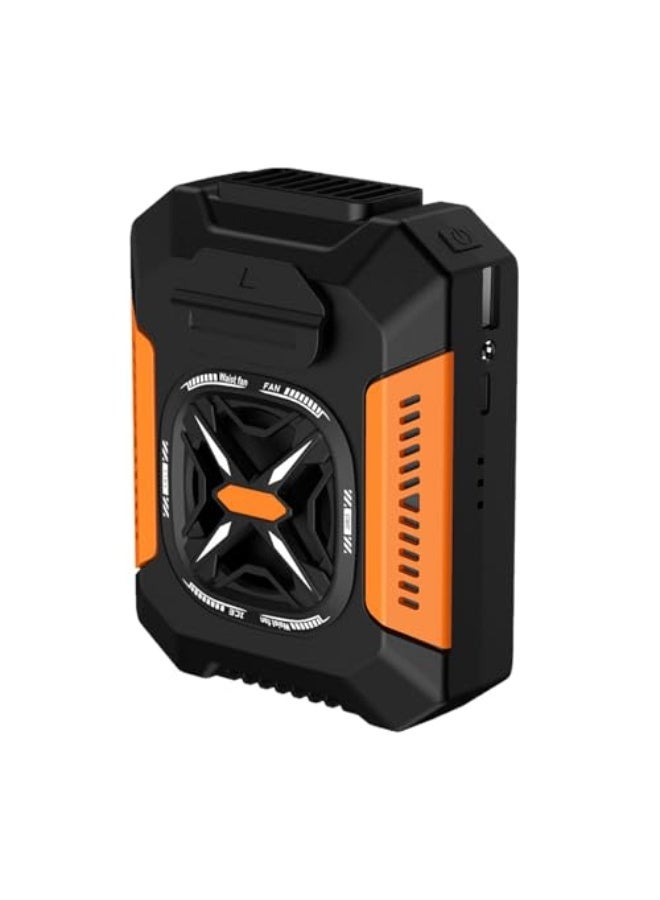 NIBEMINENT Portable Waist Fan - Waistband Fan Clip With 3 Speed Settings Cooling Device 5000mAh Battery for Women Men Hiking Travel Home Beach Camping,Orange - Image 1