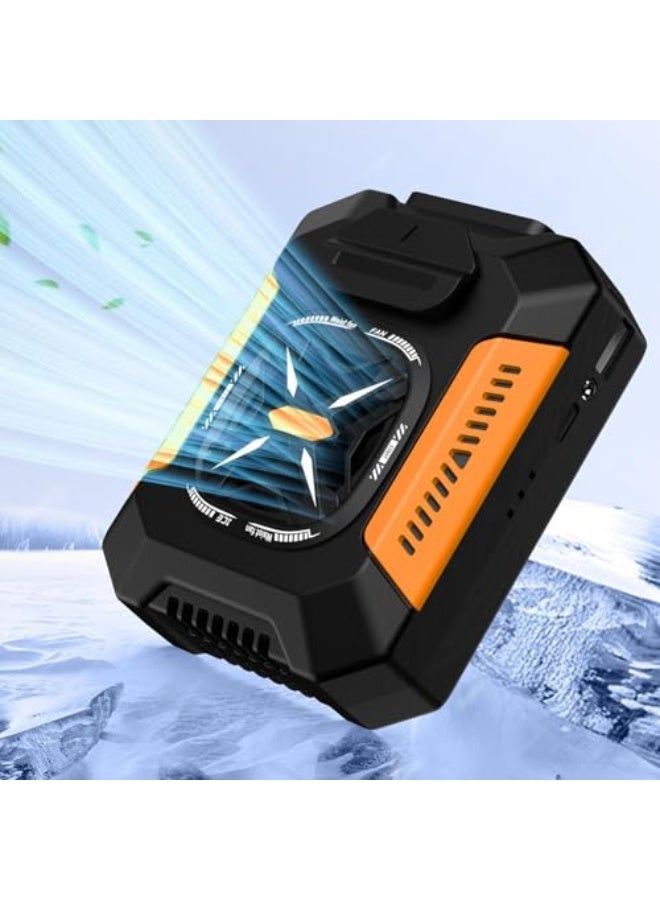 NIBEMINENT Portable Waist Fan - Waistband Fan Clip With 3 Speed Settings Cooling Device 5000mAh Battery for Women Men Hiking Travel Home Beach Camping,Orange - Image 4