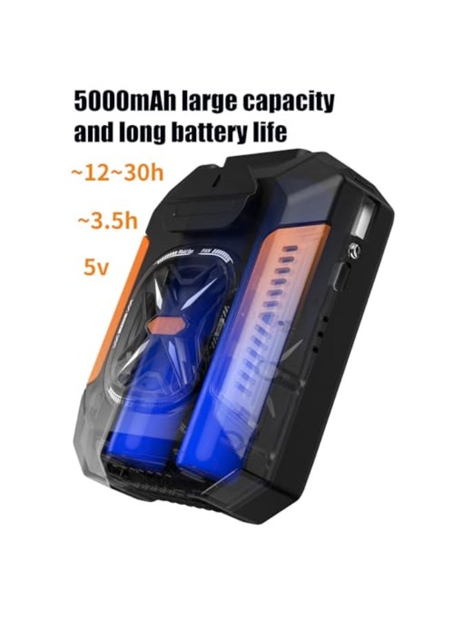 NIBEMINENT Portable Waist Fan - Waistband Fan Clip With 3 Speed Settings Cooling Device 5000mAh Battery for Women Men Hiking Travel Home Beach Camping,Orange - Image 5
