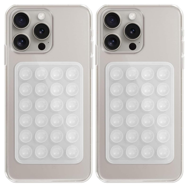 SKYCELL Rubber, Silicone Phone Stickers for Back Cover for Hands-Free Mobile Accessory Holder Grip, Video Phone Accessory Compatible Mirror, Shower-White (Pack of-2) - Image 1