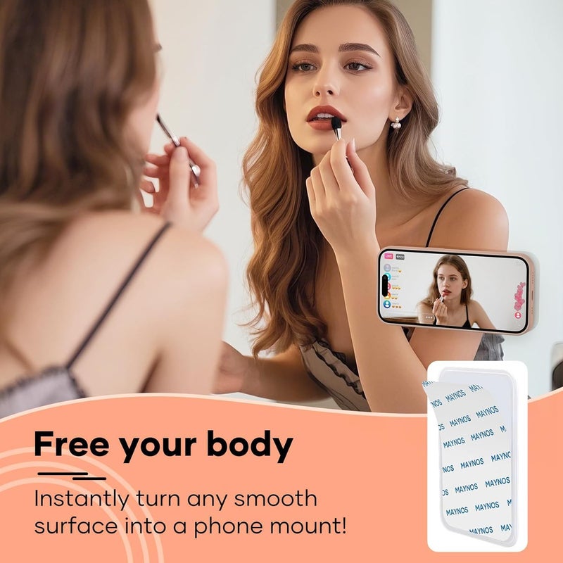 SKYCELL Rubber, Silicone Phone Stickers for Back Cover for Hands-Free Mobile Accessory Holder Grip, Video Phone Accessory Compatible Mirror, Shower-White (Pack of-2) - Image 3