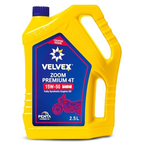 Velvex Zoom Premium 4T 15W-50 Fully Synthetic Motorcycle Oil (2500 ML) | Penta Max Protection for Bikes | Smoother Engine Operation | API SP | Suitable for Royal Enfield - Image 1