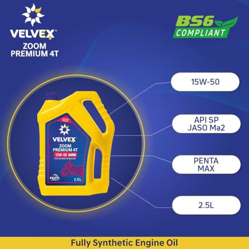 Velvex Zoom Premium 4T 15W-50 Fully Synthetic Motorcycle Oil (2500 ML) | Penta Max Protection for Bikes | Smoother Engine Operation | API SP | Suitable for Royal Enfield - Image 4