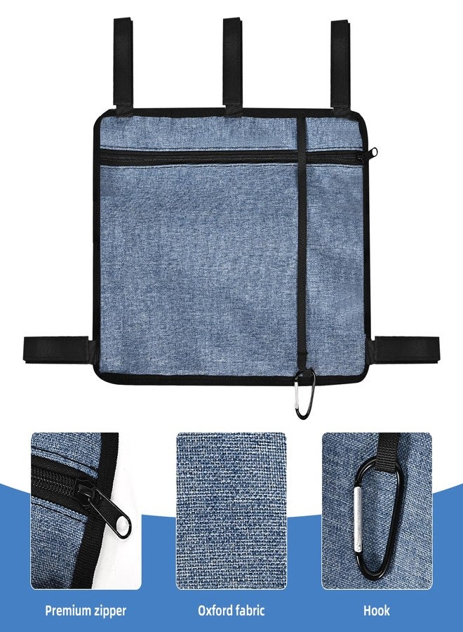 LQOQA Dark Blue Walker Storage Bag with Cup Holder - Foldable Water Resistant Large Capacity Basket, Armrest Accessories for Folding Walkers Rollators Seniors Elderly Handicap - Image 4