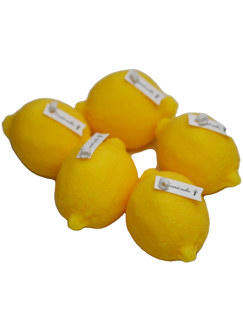 Innovity Lemon-Shaped Soy Candle Set - Refreshing Lime Basil and Citrus Fragrance in Yellow and Orange Colors for Vibrant Home Decor and Aromatherapy Experience  - Image 1