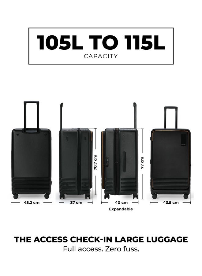 MOKOBARA The Access Trunk Large Luggage Expandable 8 Hinomoto Wheels TSA Lock Trolley for Travels (Black)