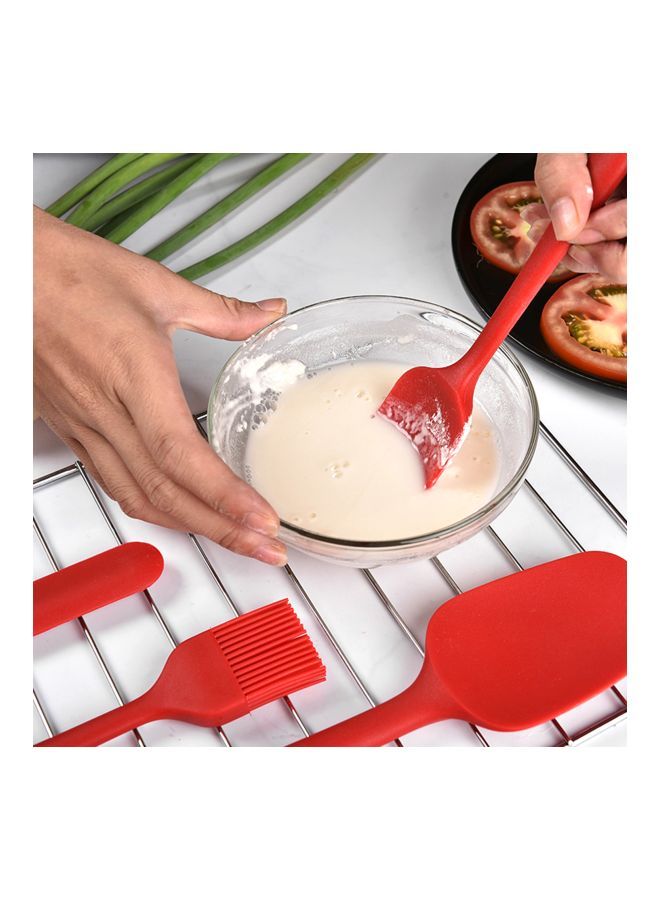 6-Piece Silicone Spatula And Brush Set Red 28x5x6cm  - Image 5
