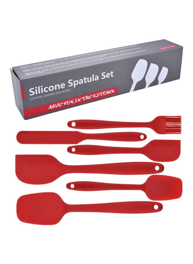 6-Piece Silicone Spatula And Brush Set Red 28x5x6cm  - Image 2