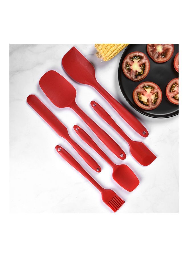 6-Piece Silicone Spatula And Brush Set Red 28x5x6cm  - Image 3