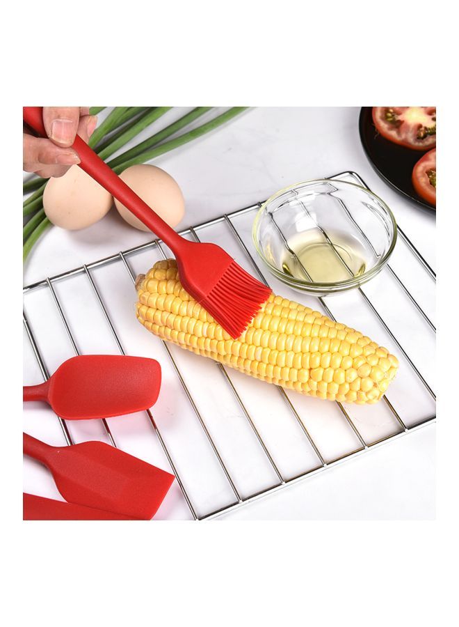 6-Piece Silicone Spatula And Brush Set Red 28x5x6cm  - Image 4