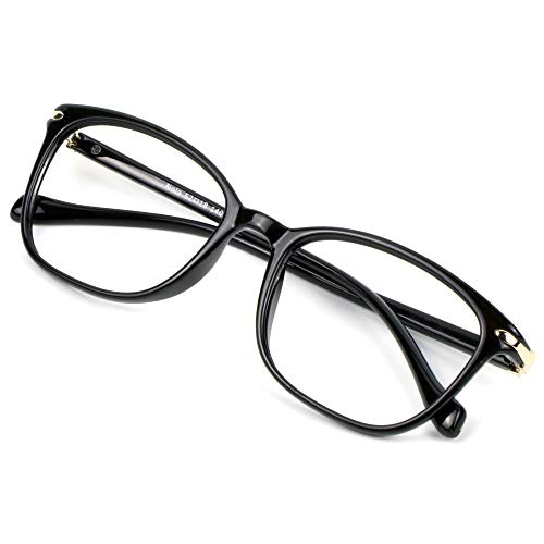 VisionGlobal Blue Light Blocking Glasses for Women Men, Computer Reading, TV Glasses, Stylish Square Frame(Black,+1.25 Magnification) - Image 1