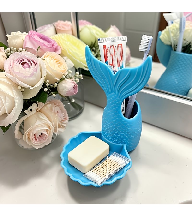 Mermaid Bathroom Tray for Toothbrush Toothpaste Soap Organizer - Image 2