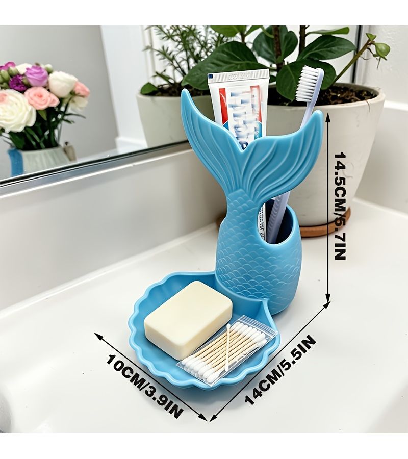 Mermaid Bathroom Tray for Toothbrush Toothpaste Soap Organizer - Image 3