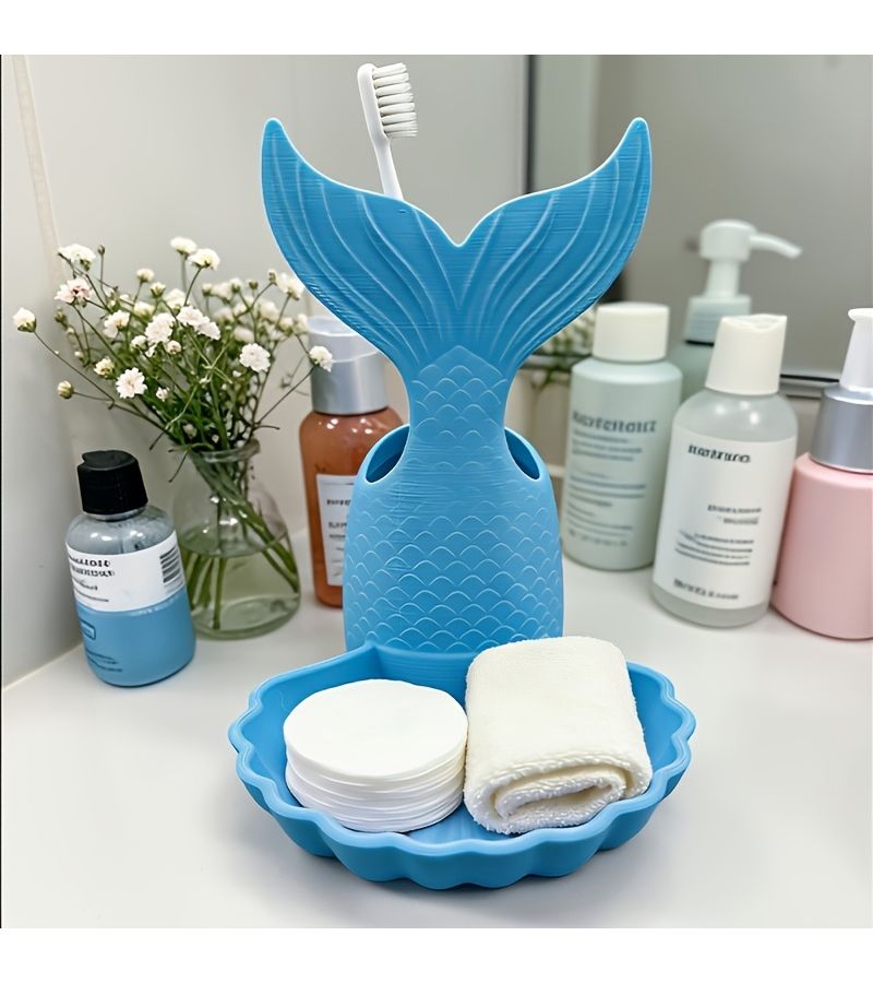 Mermaid Bathroom Tray for Toothbrush Toothpaste Soap Organizer - Image 4