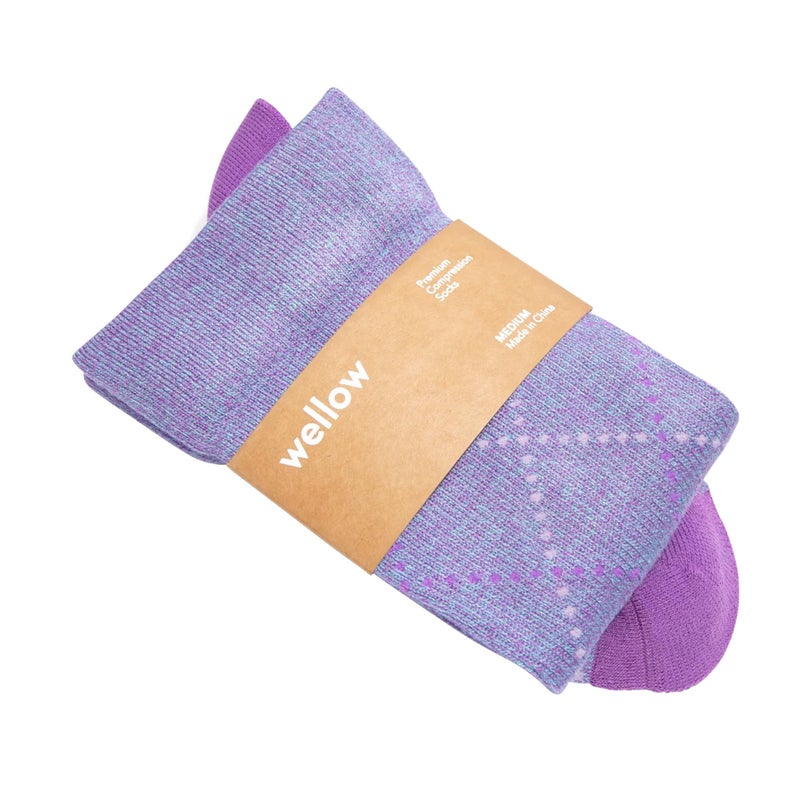Wellow Premium Socks (Compression Socks - Regular) for Men and Women, Made with Viscose from Bamboo, Relieves Swelling, Nurses - Pregnancy Support, MD, Dewberry Argyle - Image 1