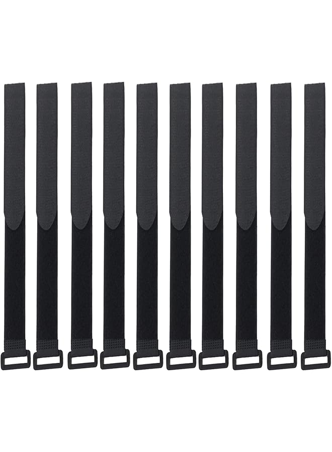 PROMASS promass 10Pack Hook and Loop Cable Straps,promass Black Self-Adhesive Nylon Straps Cable/Securing Straps with Buckles,Adjustable Reusable Cinch Straps,1"x 31"Cord Organizer (1"X31")  - Image 1