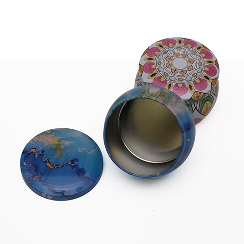 STORE 2508 4Pcs Mandala Design Metal Tin Jar 4oz Empty Candle Jar Containers Storage Box for Candle Making DIY Art & Craft Multicolour - Image 4