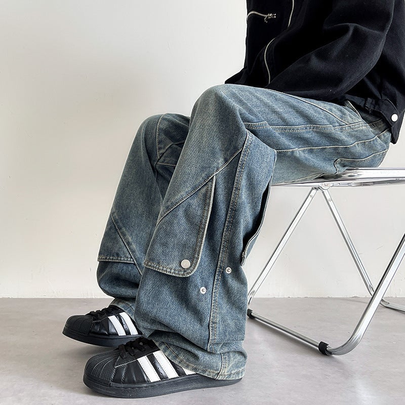 Unisex Classic Denim Jeans Loose Fit Daily Outdoor Wear - Image 3