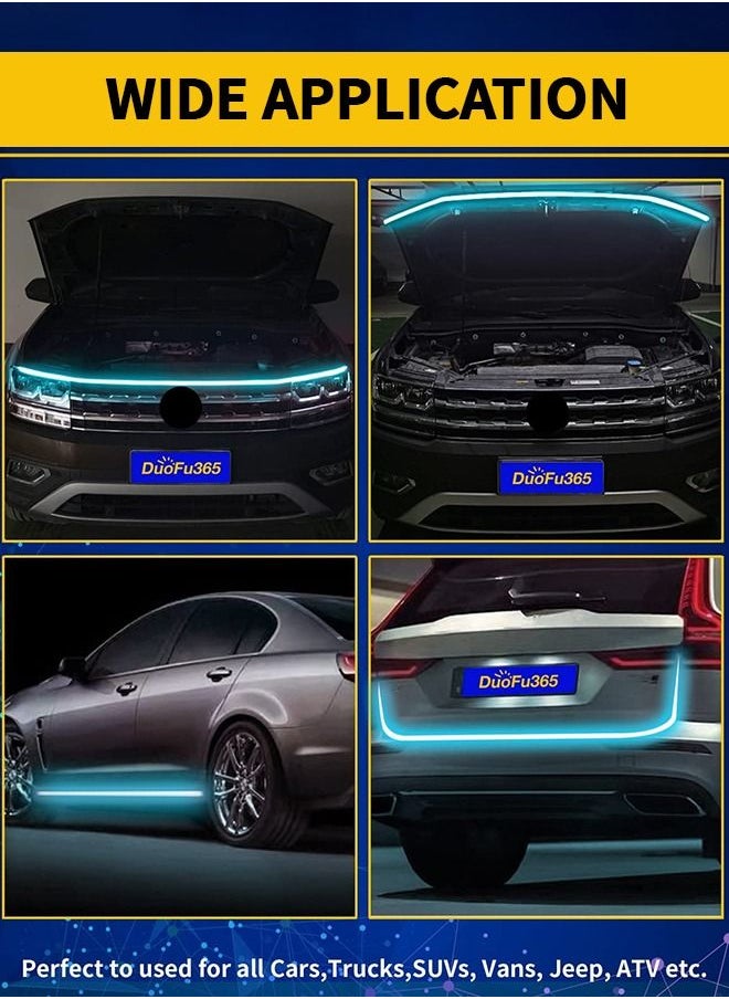 GROIC - 59 Inch Exterior Car Hood Light Strip, 12V DRL Dynamic Scan Start Up Hoodbeam Kit, Flexible Waterproof & Fuse Protection Function Daytime Running Light Strip kit  for Cars, SUVs, Trucks - Image 1