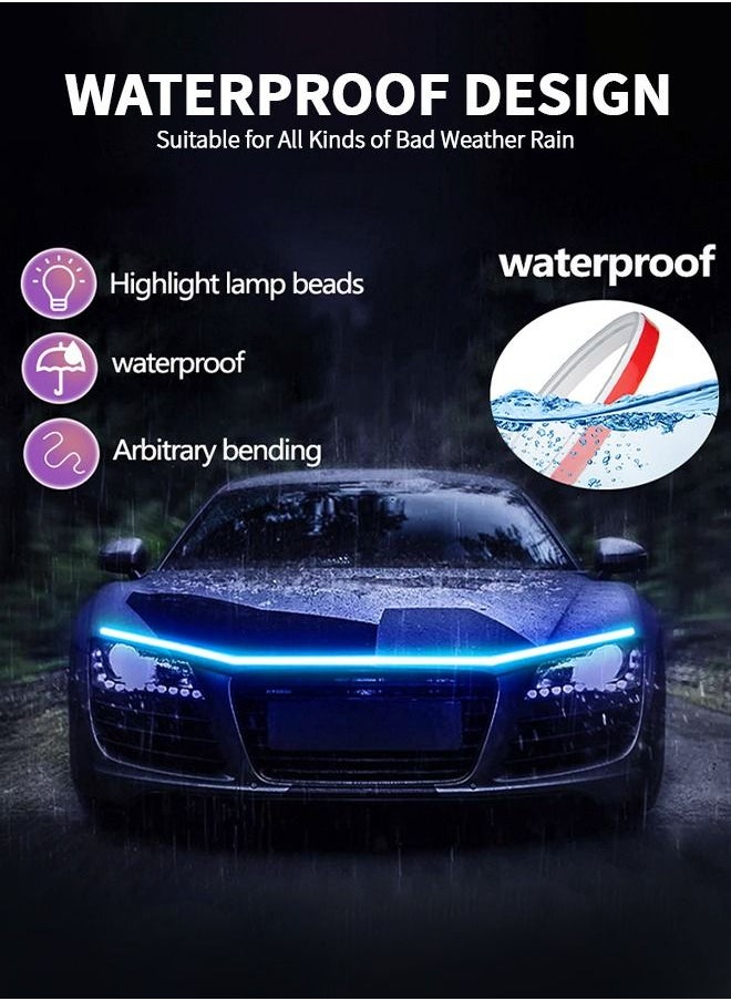GROIC - 59 Inch Exterior Car Hood Light Strip, 12V DRL Dynamic Scan Start Up Hoodbeam Kit, Flexible Waterproof & Fuse Protection Function Daytime Running Light Strip kit  for Cars, SUVs, Trucks - Image 1
