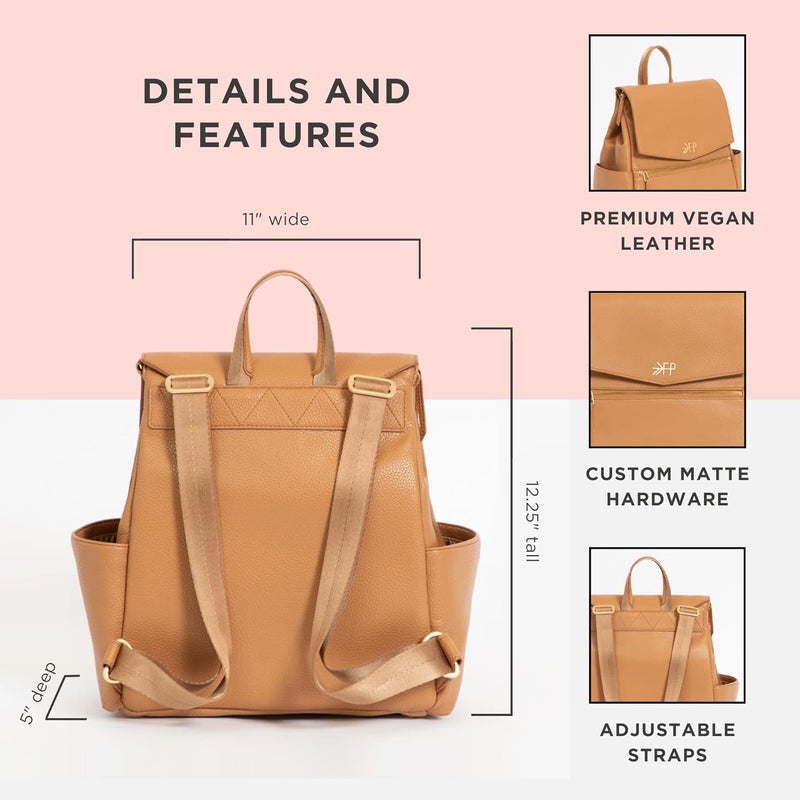 Freshly Picked Convertible Mini Classic Diaper Bag Backpack in Butterscotch - Stylish and Functional with 8 Pockets - Image 3