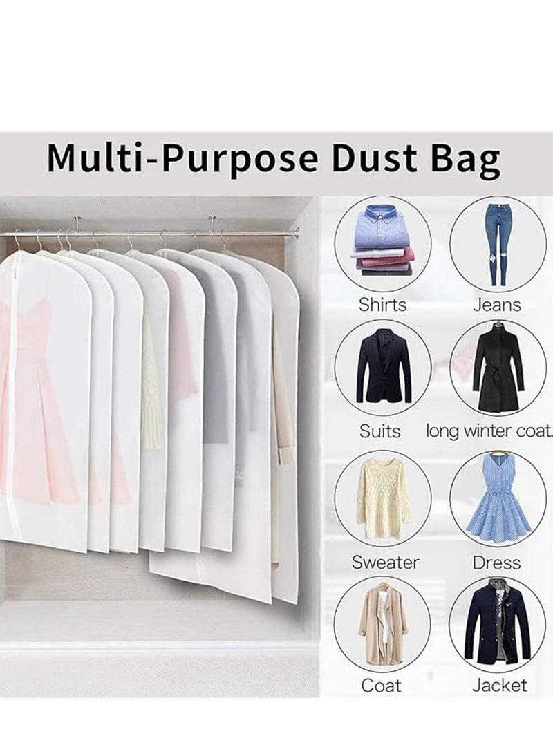 5 Pack Clothes Dust Cover, Hanging Closet Organizers Garment Bags Dust Bags Dress Protector Zippered Suit Covers, Plastic Dust proof Suit Case for Coats Jackets Dresses Dress Shirts Trousers for Storage and Travel (5Pcs, 60cm * 80cm) - Image 3