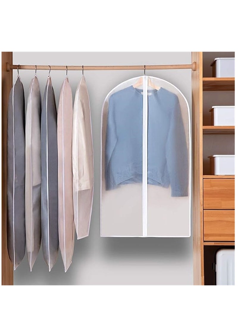 5 Pack Clothes Dust Cover, Hanging Closet Organizers Garment Bags Dust Bags Dress Protector Zippered Suit Covers, Plastic Dust proof Suit Case for Coats Jackets Dresses Dress Shirts Trousers for Storage and Travel (5Pcs, 60cm * 80cm) - Image 2