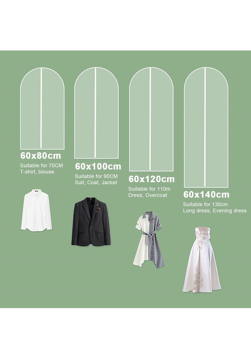 5 Pack Clothes Dust Cover, Hanging Closet Organizers Garment Bags Dust Bags Dress Protector Zippered Suit Covers, Plastic Dust proof Suit Case for Coats Jackets Dresses Dress Shirts Trousers for Storage and Travel (5Pcs, 60cm * 80cm) - Image 5